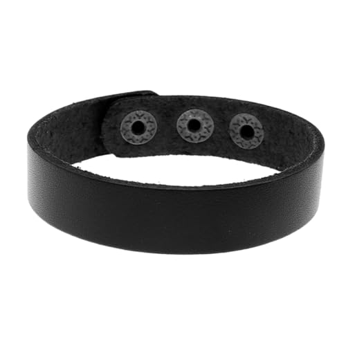 Hohopeti 4 STÜCKE Teiliges Schlichtes Lederarmband aus Rindsleder Breit Unisex Armband Schwarz Atmungsaktiv und Bequem Modisches DIY Handgelenkschmuck für Alltag Party Geschenk für Frauen von Hohopeti
