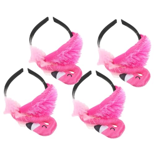 Hohopeti 4 Stck. Flamingo Haarreif Hawaii Party Haarschmuck für Damen und Mädchen Leichtes Bequemes Stirnband mit Kreativem Flamingo Design Tropisches Accessoire für Karneval und Kostüm von Hohopeti