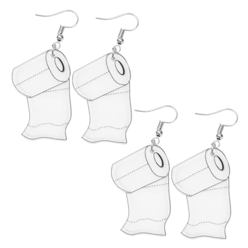 Hohopeti 4 Stück Acryl Ohrhänger Toilettenpapier Design Leicht und Komfortabel Damen Ohrschmuck Kreative Pendants Geschenk für Freundin Frau Mama von Hohopeti