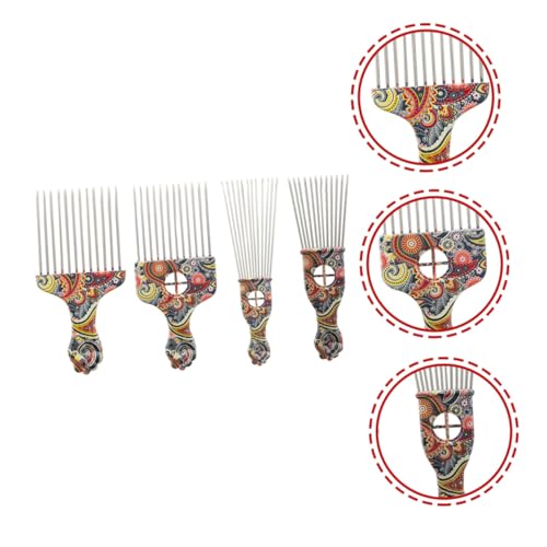 Hohopeti 4 Stück Afro Pick Kamm mit Breiten Zähnen Praktisches Haarstyling werkzeug für Lockiges und Kurzes Haar Sanfter Haarkamm für Herren Bequemes Halten Vielseitig für Alltag und von Hohopeti