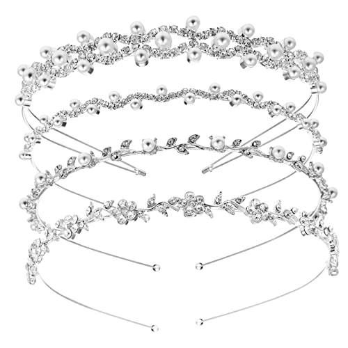 Hohopeti 4 Stück Braut Haarreif mit Strass und Perlen Hochzeits Accessoire aus Hochwertiger Legierung Vielseitig für Brautschmuck Festtage Partys und Besondere Anlässe Geeignet von Hohopeti