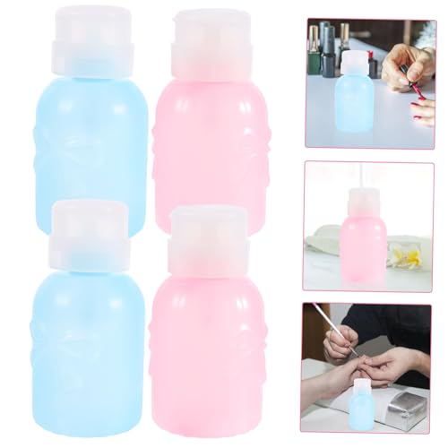 Hohopeti 4 Stück Nagellackentferner Pumpspender Nachfüllbare Pressflaschen mit Auslaufschutz Tragbare Make up entferner Spender für Reisen und Nagelpflege Rosa Rund von Hohopeti