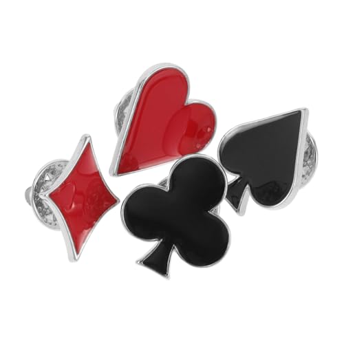 Hohopeti 4 Stück Poker Broschen Teilig Emaille Anstecknadeln mit Langlebigem Metallpin für Kleidung Rucksäcke Hüte Pullover Vielseitige Dekorative Anstecker für Damen und Herren von Hohopeti