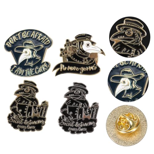 Hohopeti 4 Stück Punk Krähenbroschen Collar Vogel Anstecker Lustige Kleidung Ornamente Cowboy Stil Kompakte Langlebige Metallnadeln von Hohopeti
