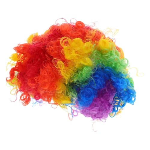 Hohopeti 4 Stück Teiliges Afro Locken Perückenset Bunt Kurz Lockig Cosplay Partyperücke Karneval Halloween Fasching für Damen Herren Gruppenspaß von Hohopeti
