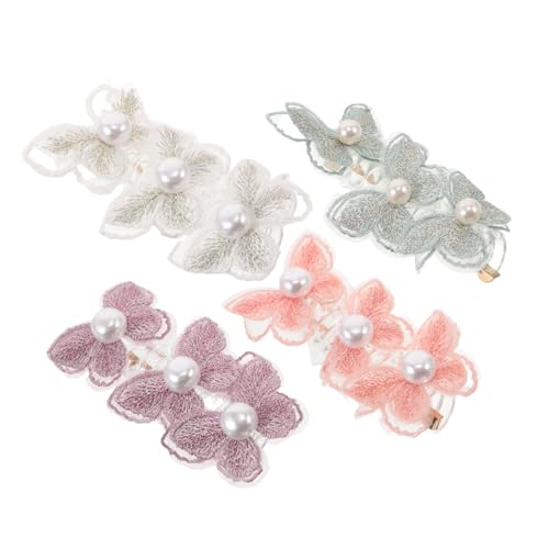 Hohopeti 4 Stück Teiliges Elastische Spiral Haargummis mit Spitzen Schmetterling und Perlen Bunte Telefonkabel Dehnbare Haarschleifen für Damen und Mädchen Ponytail Halter Vielseitige von Hohopeti