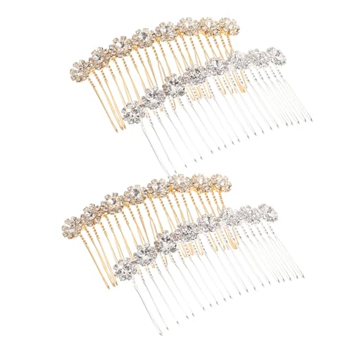 Hohopeti 4 Stück Teiliges Haarkämme mit Künstlichen Strassblumen Langlebige Legierung Funkelnde Seitenkämme für Brautfrisuren Hochzeit und Festliche Anlässe Einfache Anwendung für Damen und von Hohopeti