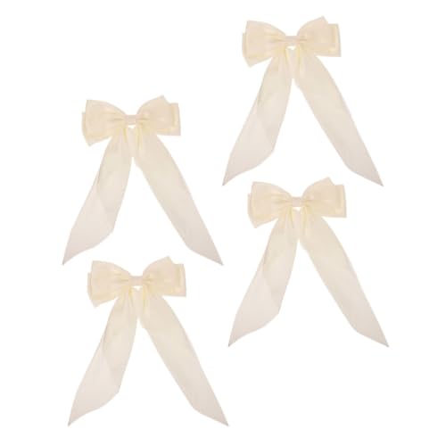 Hohopeti 4 Stück Teiliges Haarspangen mit Schleifen aus Stoff Lange Bänder Frühlingsclip für Mädchen und Frauen Süße Haarclips für Alltag Festivals und Sommerliche Anlässe von Hohopeti