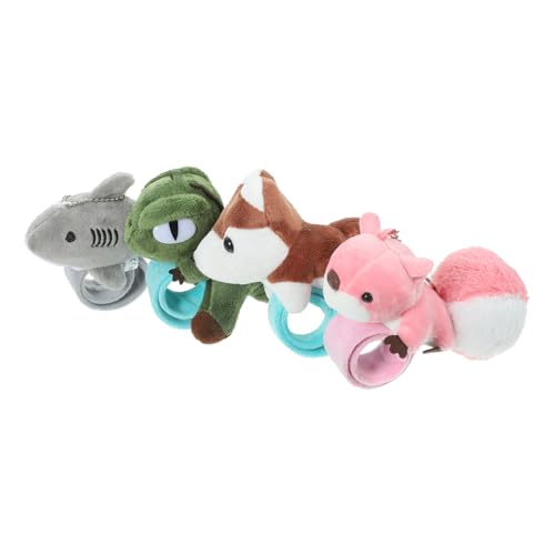Hohopeti 4 Stück Teiliges Kuscheltier Slap Armband mit Dinosaurier Eichhörnchen und Husky Weiches Plüschmaterial Hautfreundlich und Langlebig als Partyspielzeug und von Hohopeti