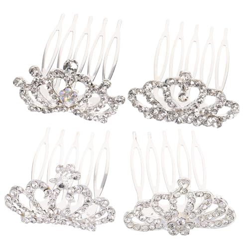 Hohopeti 4 Stück Teiliges Mädchen Tiara Haarkamm mit Kristallkrone Stabilem Kamm Design Geeignet für Party Geburtstag Hochzeit und Festliche Anlässe Zauberhafter Feenkopfschmuck für Kleine von Hohopeti