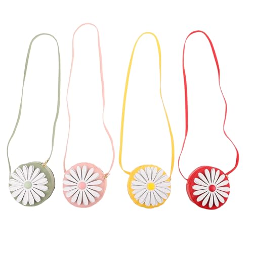 Hohopeti 4 Stück Teiliges Mini-Daisy Pu-umhängetasche für Mädchen Kleine Leichte Handtasche mit Reißverschluss für Kindergeburtstag Reisen Alltag und Besondere Anlässe von Hohopeti
