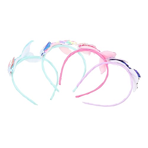 Hohopeti 4 Stück Teiliges Pailletten Meerjungfrau Haarbänder Haardekor Stirnbänder für Mädchen Kostüm Haarschmuck Kleinkinder Party Zubehör von Hohopeti
