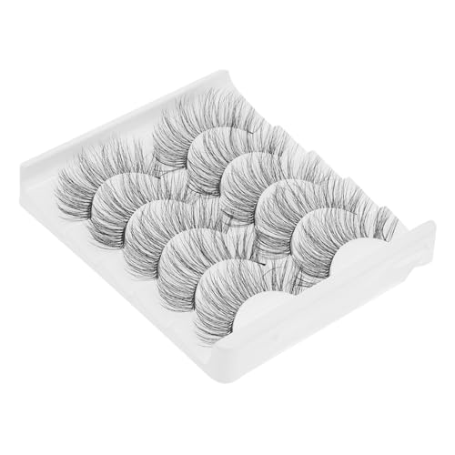 Hohopeti 5 Paare Kurze Kunstwimpern für Frauen Natürliche Voluminöse Makeup Fake Lashes Wiederverwendbar für Hochzeit Fotoshooting und Alltag von Hohopeti