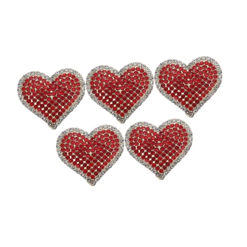 Hohopeti 5 Stück Rote Herz Brosche Strass Anstecknadeln Langlebiger Legierung für Mantel Schal Schmuck Damen Hochzeit Party Accessoire Liebe Symbol von Hohopeti