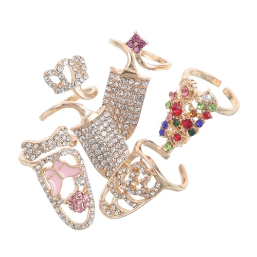 Hohopeti 5 Stück Teiliges Damen Fingernagelring mit Hohlem Schmetterlingsdesign Verstellbare Offene Ringe Nagelkunst Schmuck Vielseitig Kombinierbar für Eleganten Look von Hohopeti