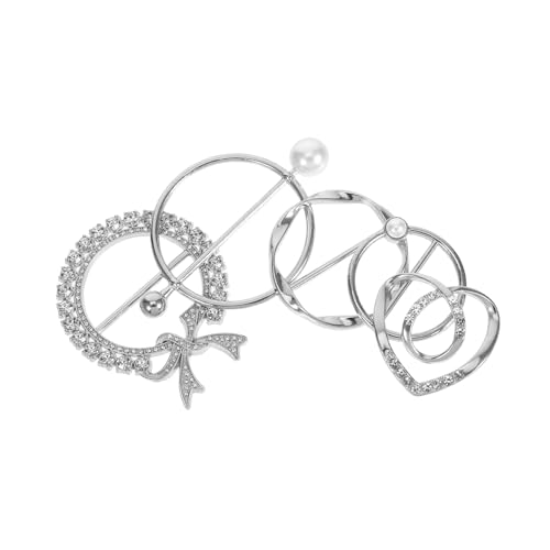 Hohopeti 5 Stück Teiliges Metall-schalring Perlen und Strass Fester Knotenclip Vielseitiger Halter für Seidenschals Tücher und Taillengürtel Eleganter Schmuck für Kleidung von Hohopeti