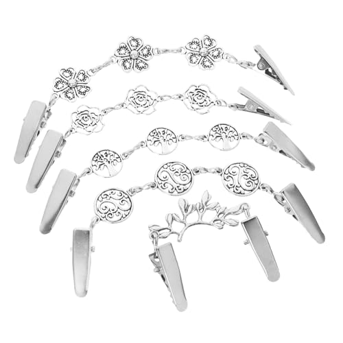 Hohopeti 5 Stück Teiliges Vintage Cardigan Clip Silberfarbene Strickjackenbroschen Leichte Stilvolle Schal Pulloverclips für Damen Vielseitig Tragbar bei Arbeit Hochzeit und Freizeit von Hohopeti