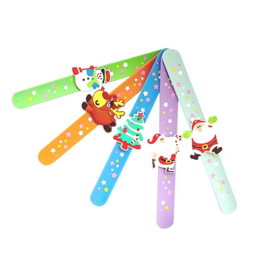 Hohopeti 5St Weihnachtsring Tütenfüller für Weihnachtsfeiern Armband für kinder armbänder für kinder weihnachtsmotiv santa uhrenarmbänder Handgelenkdekoration Weihnachts-Slap- Karikatur von Hohopeti