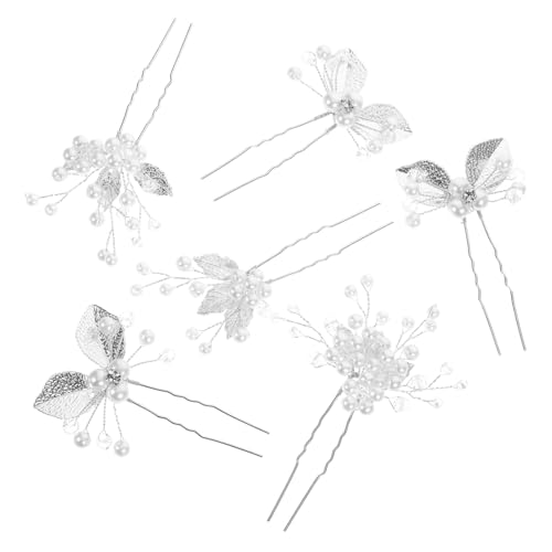 Hohopeti 6 Stck. Elegante U-förmige Haarnadeln mit Perlen und Strass Braut Haarschmuck für Hochzeit Verlobung Abendkleid Leicht und Kompakt Stilvolle Haarspangen für Frauen von Hohopeti