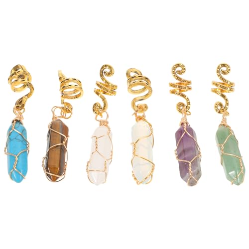 Hohopeti 6 Stück Dreadlock Zubehör Aus Natürlichem Kristallstein Dread Accessoires Für Frauen Dreadlock Charms Vintage Afrikanischer Schmuck Für Haare Steinanhänger Natürliche Haar von Hohopeti