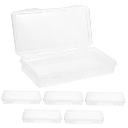 Hohopeti 6 Stück Große Kapazität Stiftebox Transparent Kunststoff Robust Stapelbar Praktischer Stifte Organizer für Malstifte und Bürobedarf Leichte Aufbewahrungsschale von Hohopeti