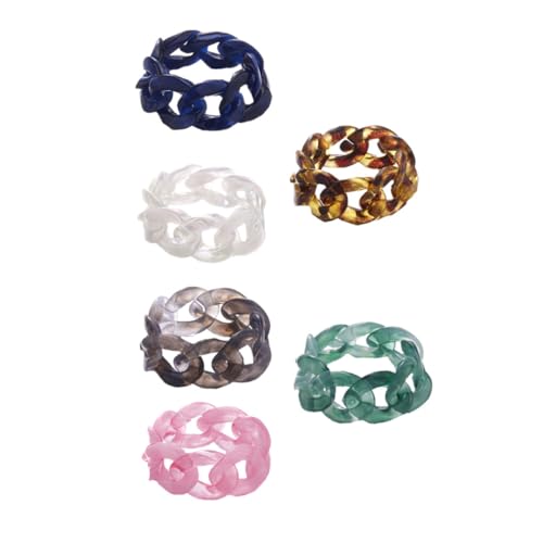 Hohopeti 6 Stück Kreative Offene Resin Ringe in Kettenform Verstellbare Modeschmuck Damenringe für DIY Schmuckherstellung und Einzigartiges Festival accessoire Zufällige Zufällige Farbe Hohopeti 6 Stück Kreative Offene Resin Ringe in Kettenform Verstellbare Modeschmuck Damenringe für DIY Schmuckherstellung und Einzigartiges Festival accessoire Zufällige Zufällige Farbe von Hohopeti