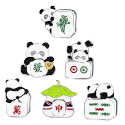 Hohopeti 6 Stück Panda Brosche Teilig Cartoon Anstecknadeln im Chinesischen Stil Vielseitige Pins für Jugendliche und Erwachsene Kleidung und Taschen Dekoration Einzigartiges Tier von Hohopeti