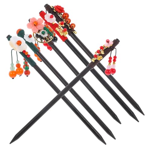 Hohopeti 6 Stück Teiliges Holz haarstäbchen mit Blumenornament Vintage Haarschmuck für Damen Langlebig Elegant Vielseitig Einsetzbar für Alltag Hochzeit Party und Geschenk von Hohopeti