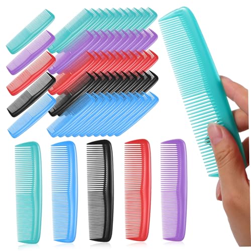 Hohopeti 60 Stück Teiliges Haarstyling Kämme in Sechs Farben und Grobe Zähne Kleine Friseurkämme Praktische Taschengröße Schonend für Haartypen Vielseitig für Damen und Herren von Hohopeti