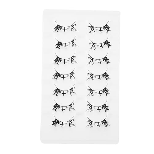 Hohopeti 7 Paare Halloween Wimpern Leichtes Design Kreative Halloween Elemente Einfache Anwendung Komfortable Party Wimpern Für Frauen Cosplay Bühnenmake-up von Hohopeti