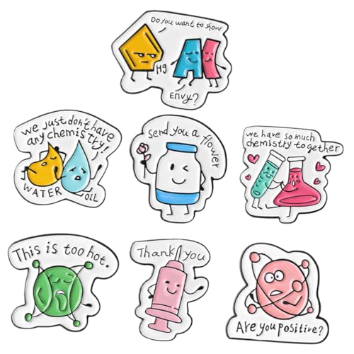 Hohopeti 7 Stck Teiliges Chemisches Labor Broschen aus Metall Niedliche Anstecknadeln für Damenkleidung Stabile Langlebige Pins Geeignet für Schals Anzüge und Rucksäcke Zufälliger Stil von Hohopeti