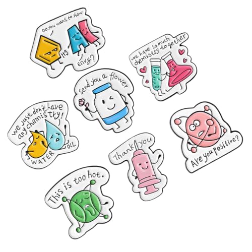 Hohopeti 7 Stck Teiliges Niedliche Cartoon Chemie Labor Broschen Metall Anstecknadeln Vielseitige Dekorative Pins für Kleidung Taschen Schals Geschenkidee für Damen Robuste Verarbeitung von Hohopeti