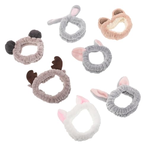 Hohopeti 7 Stück Teiliges Gesichtsstirnband Set mit Elastischen Weichen Haarbändern in Tierohren-design Schnelltrocknend Wiederverwendbar für Haartypen zum Waschen und Maskenauftragen von Hohopeti