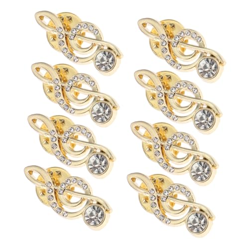 Hohopeti 8 Stück Frauen Broschen Musiknoten Anstecknadeln Rhinstone Treble Clef Schmuck Leicht und Langlebig Sicherer Halt für Kleidung Künstlerische Musiksymbol-broschen für Kleider Mantel von Hohopeti