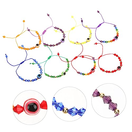 Hohopeti 8 Stück Handgefertigte Verstellbare Perlen Armbänder Böser Blick Schutz Schmuck für Damen und Herren Buntes Kristallhandgelenk Modisch Komfortabel von Hohopeti