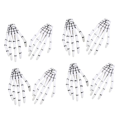 Hohopeti 8 Stück Teiliges Weiße Skelett Hand Haarklammern aus Robustem Material Modische Halloween Haarschmuck für Frauen Mädchen Präzise Geformte Haarspangen für Party und Alltag von Hohopeti