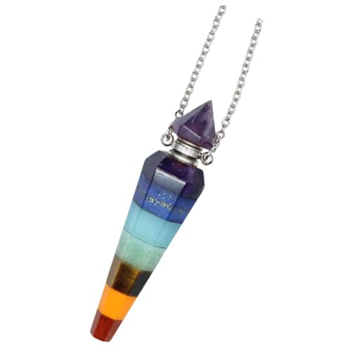 Hohopeti Ätherische Öl Halskette Silber Sechseckiger Edelstein Anhänger Bunte Chakra Kette Damen Aromatherapie Schmuck Geschenk von Hohopeti