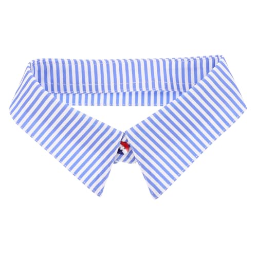 Hohopeti Abnehmbare Fake Collar für Damen Modische Blaue Streifen Weiches Polyester Pflegeleichtes Falsches Hemdkragen-accessoire für Bluse und Pullover Stilvolles Dekor von Hohopeti