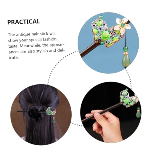 Hohopeti Antiker Chinesischer Haarstab mit schimmernder Oberfläche und Blumenquaste Eleganter Haarschmuck für Damen Leicht und Schonend für Langes Haar Cosplay Party und Festliche Anlässe von Hohopeti