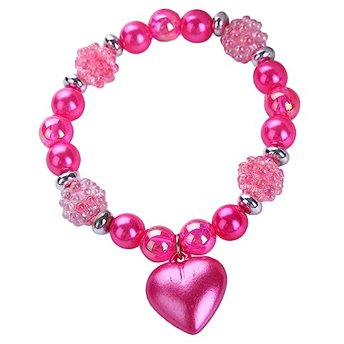 Hohopeti Armband mit Perlen und Elastisches Leichtes Resinarmband in Rosa Modischer Armschmuck für Mädchen für Geburtstag Valentinstag Freundinnen von Hohopeti