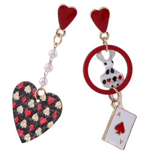 Hohopeti Asymmetrische Dangle Ohrringe Poker Herz Design Leichte Damen Ohrhänger für Party Alltag Modischer Schmuck Passend zu Kleid und Mantel Silber Hohopeti Asymmetrische Dangle Ohrringe Poker Herz Design Leichte Damen Ohrhänger für Party Alltag Modischer Schmuck Passend zu Kleid und Mantel Silber von Hohopeti