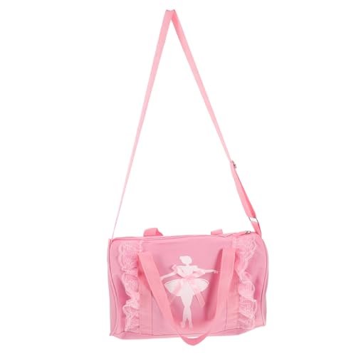 Hohopeti Ballett tasche für Mädchen mit Verstellbarem Schulterriemen Leichte Tanz umhängetasche mit Spitzenbesatz und Ballerina motiv Tragbare Tanz tasche für Pinke Single shoulder bag von Hohopeti