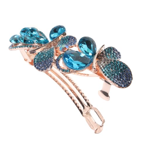Hohopeti Blauer Strass Haarklammer Frühling Metalllegierung Haarschmuck mit Schleifen Design Rutschfest Langlebig Modisch für Frauen und Mädchen Geeignet für Verschiedene Frisuren von Hohopeti