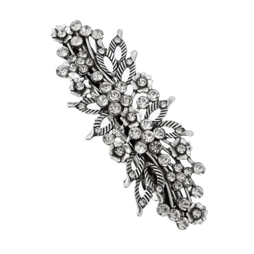 Hohopeti Blumen Wasserdiamant Haarklammer Antik Silber Haarschmuck mit Funkelnden Strasssteinen Eleganter Haarclip für Damen Vielseitig für Partys Hochzeiten und Alltag Geeignet von Hohopeti