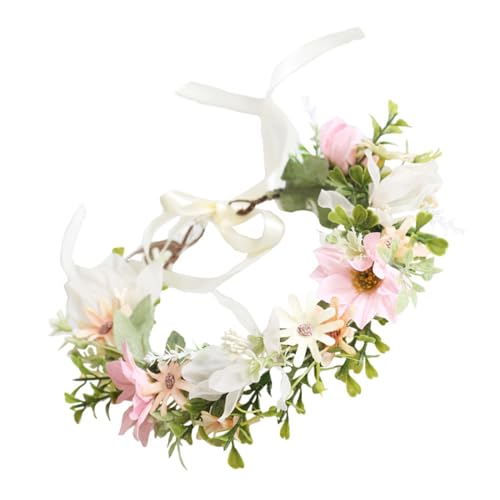 Hohopeti Blumenhaarband Damen Gänseblümchen Stirnband Leichtes Braut Floral Kranz Hochzeit Haarschmuck Elegant Geschenk für Frauen und Mädchen von Hohopeti