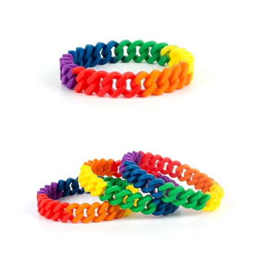 Hohopeti Buntes Silikonarmband Regenbogenfarben Unisex Armband für Mädchen Damen Herren Alltag Hautfreundliches Weiches Silikon Modisches Accessoire von Hohopeti