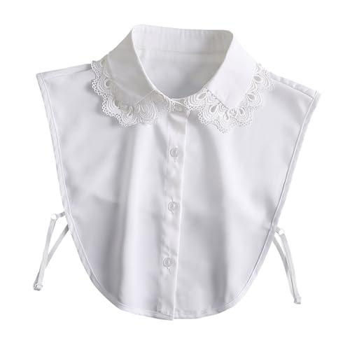 Hohopeti Chiffon Fake Collar Damen Halbkragen Abnehmbar Weiß Spitzen dekorative Blusen einsatz für Kleider Pullover Freizeit und Party von Hohopeti