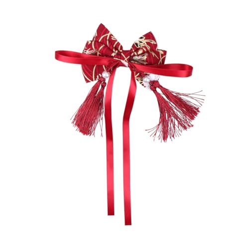 Hohopeti Chinesischer Stil Haarschmuck Bowknot Haarklammer mit Quaste Festliche Kopfbedeckung für Mädchen zum Neujahrsfest von Hohopeti