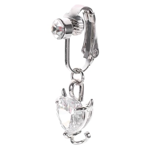Hohopeti Clip Bauchnabelring Herz Zirkonia Anhänger Dangle Nicht Piercing Schmuck Für Party Strand Club Damen von Hohopeti