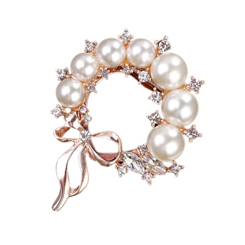 Hohopeti Damen Brosche Rosegold mit Perlen und Strass Zarte Anstecknadel für Jacken und Schals Eleganter Modeschmuck als Geschenk und Party dekoration Vielseitiges Accessoire für Frauen von Hohopeti